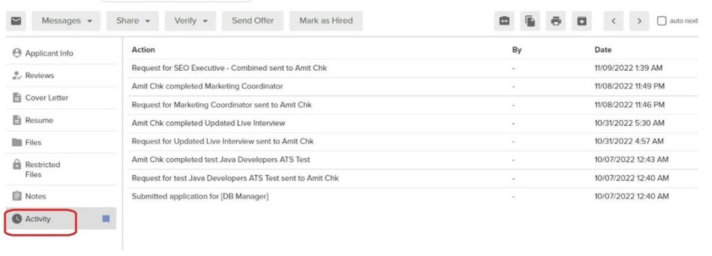 Once the candidate completes the interview you can evaluate it by going to the Candidate’s profile