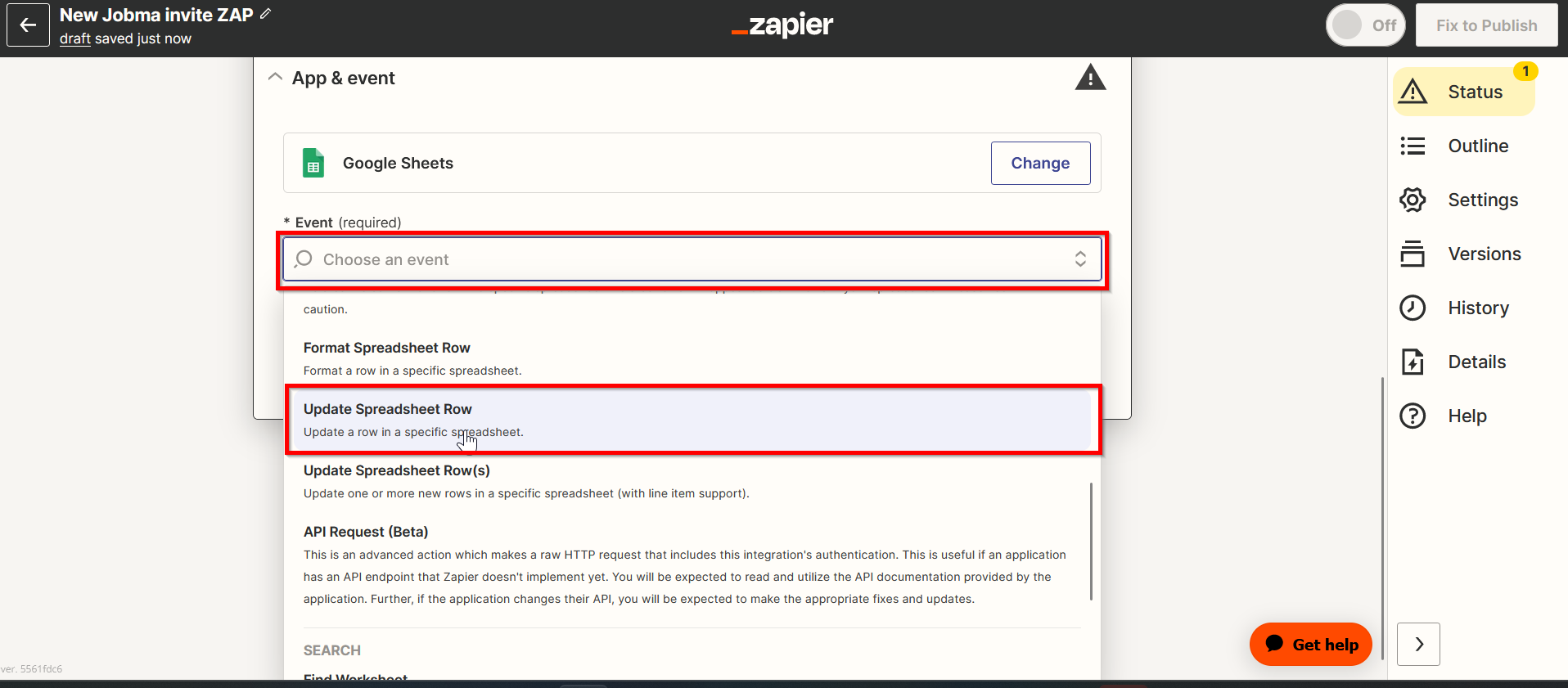 Action: Update the Spreadsheet with the Invitation Link