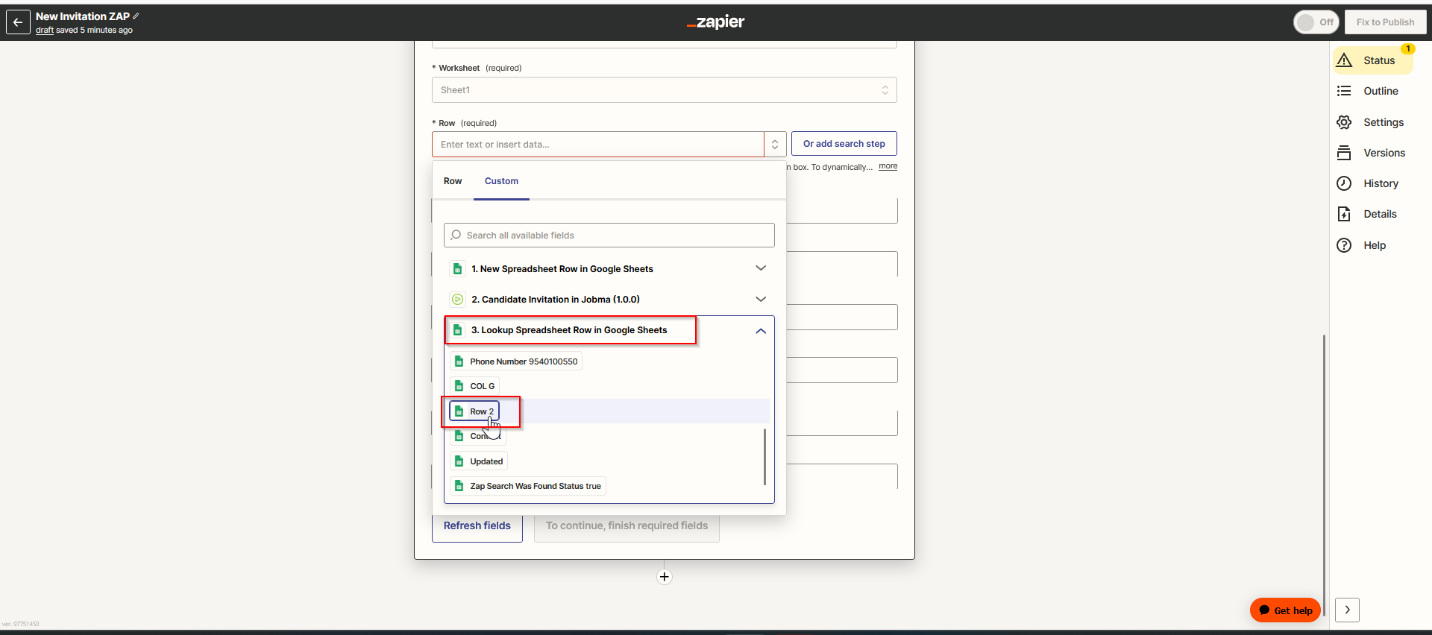 Action: Update the Spreadsheet with the Invitation Link
