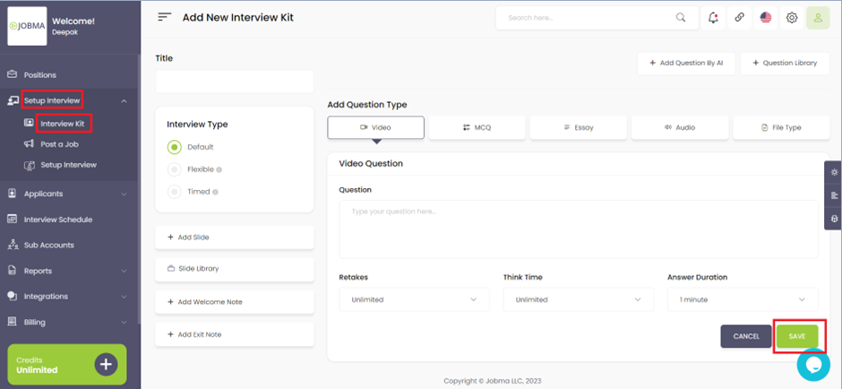 Create an interview kit