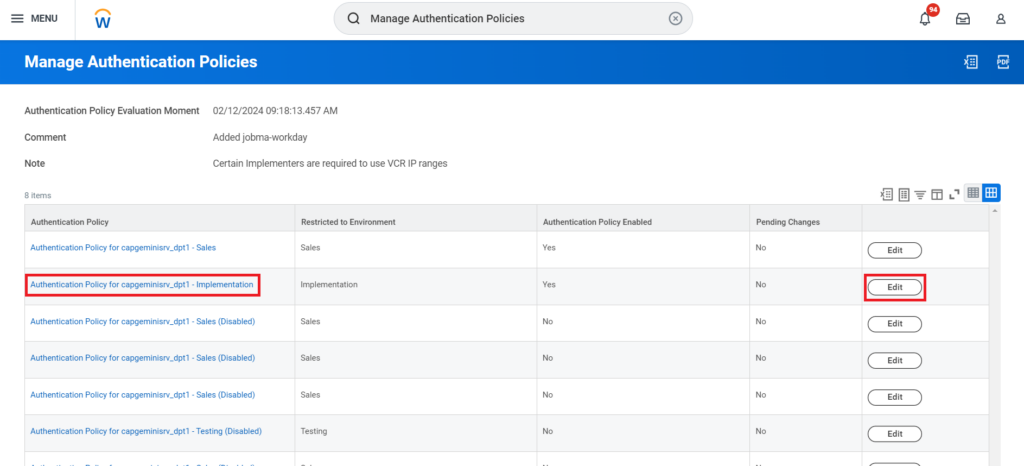 Manage  Authentication Policy