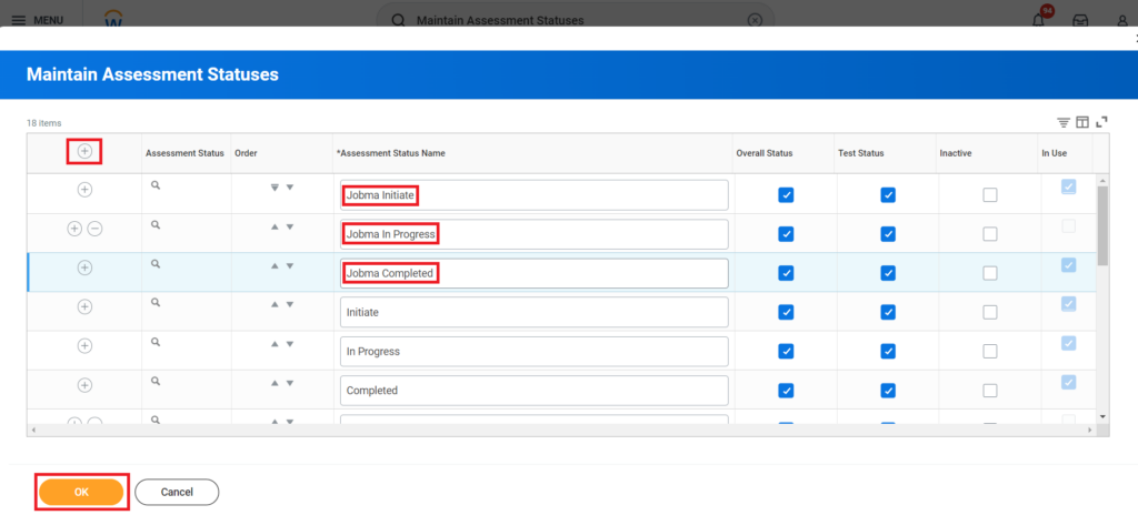 Maintain Assessment Statuses 