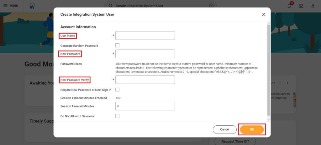 Create Integration System User