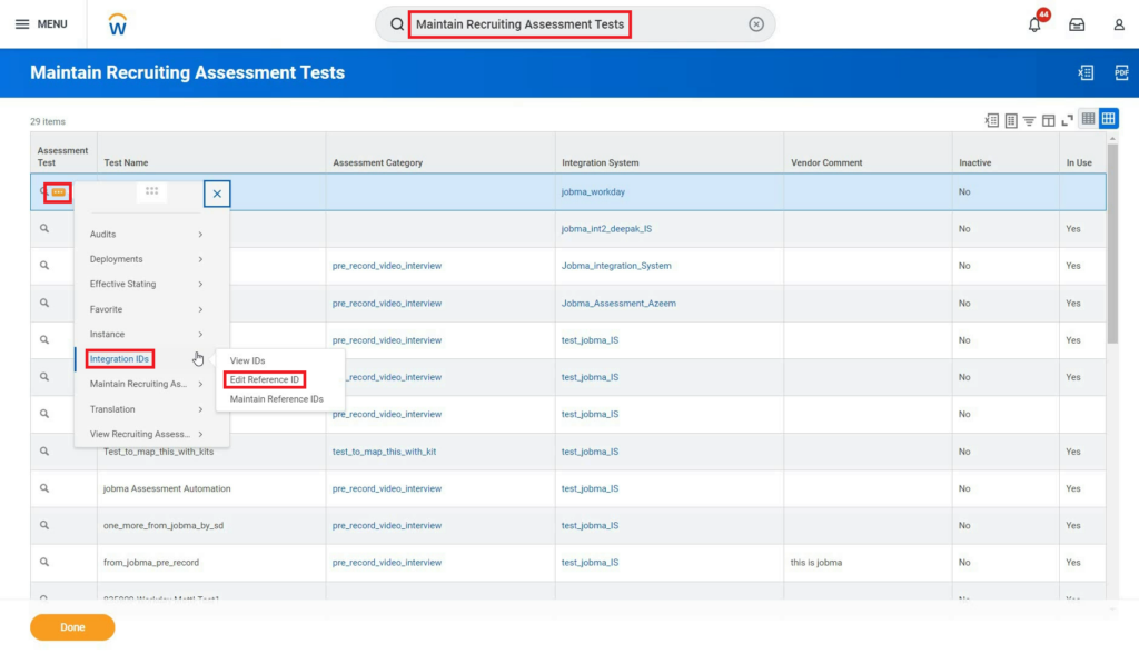 Maintain Recruiting Assessment Tests