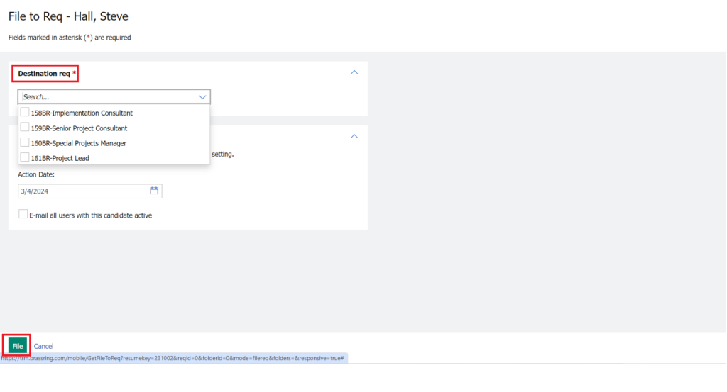 Jobma Integrates with Infinite BrassRing Menu Bar > Candidates > Candidates in queue