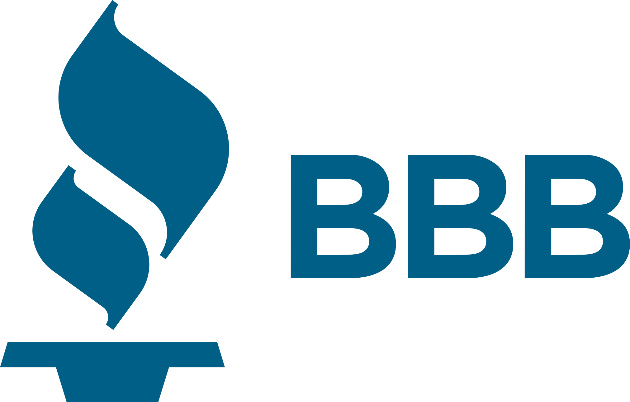 Better Business Bureau (BBB) logo featuring a torch symbol and blue text.