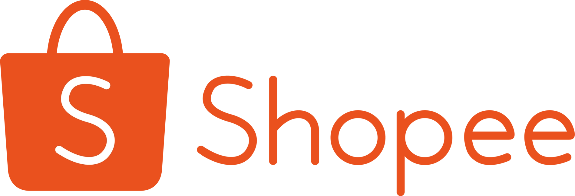 Shopee logo with an orange shopping bag and 'S' symbol